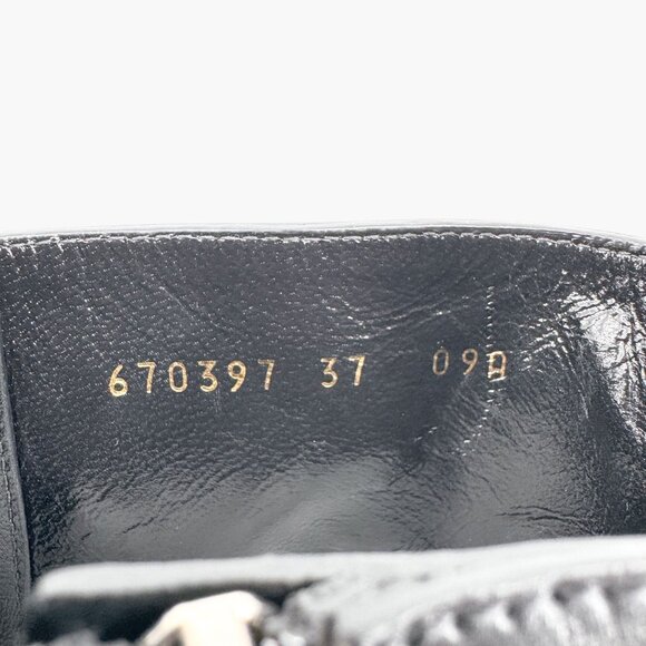 Gucci Marmont GG Combat Boot Size 37 US 7 Black Lace Up Quilted Ankle Biker Logo - Picture 14 of 14